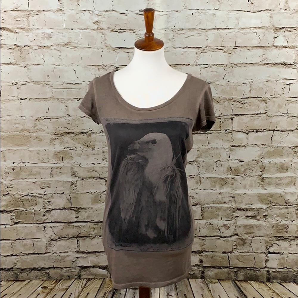 || All Saints || Brown Eagle Patriot Tee UK10/US6